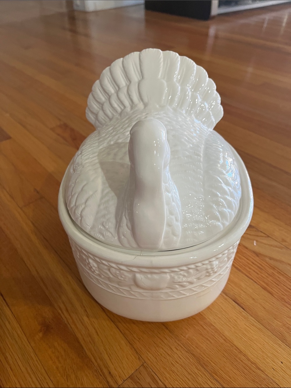 White Ceramic Turkey Covered Serveware